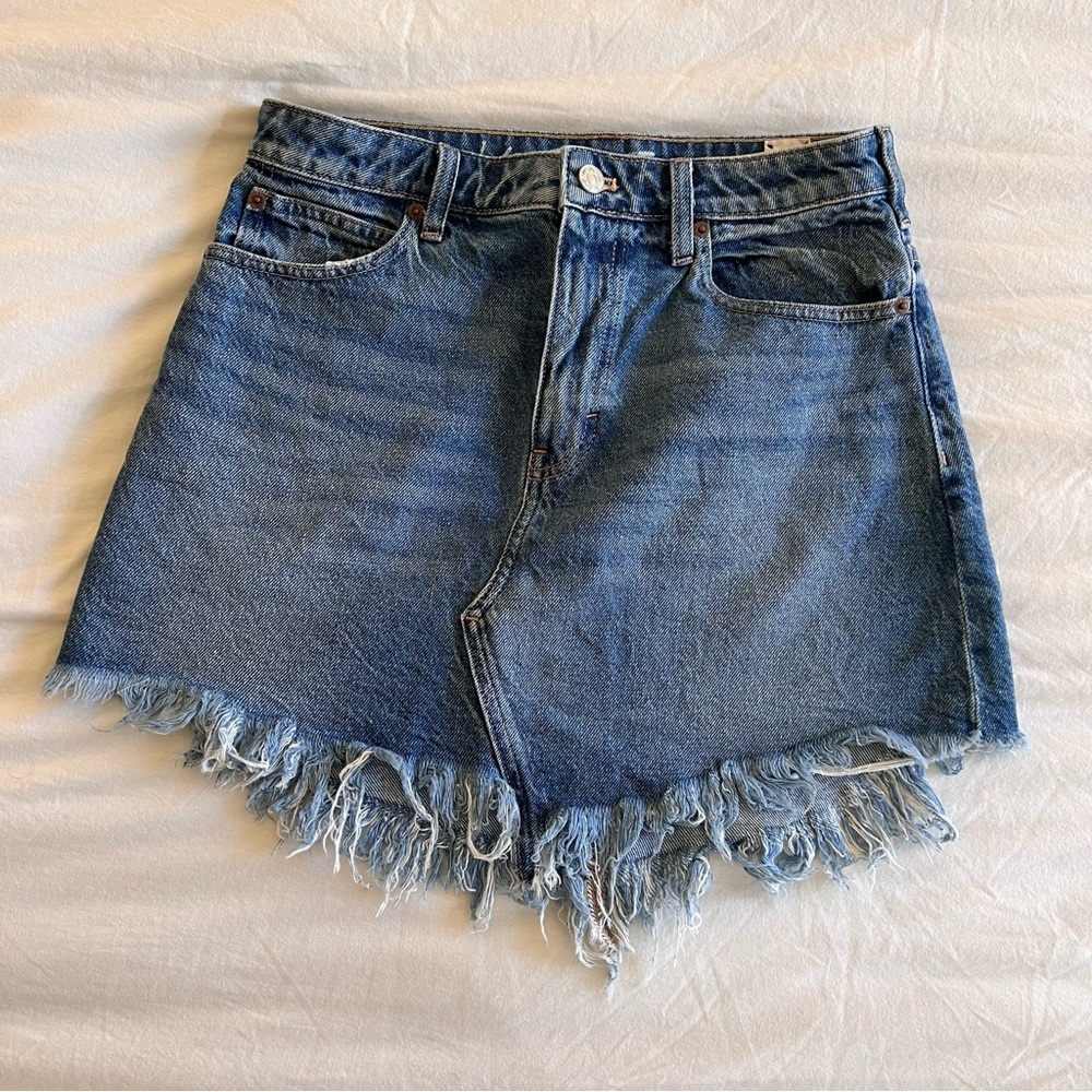 We The Free raw hem denim skirt
